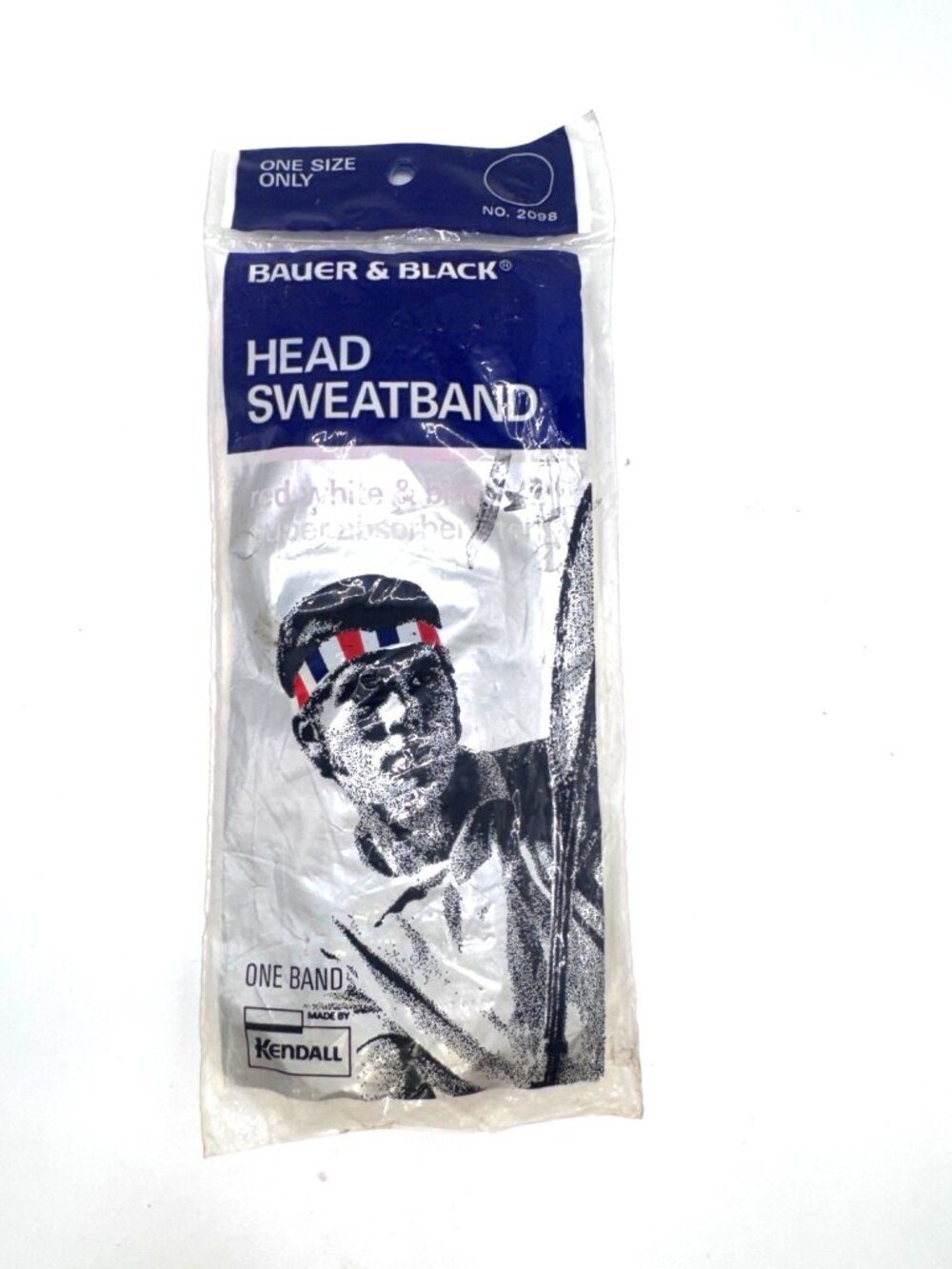 Vintage Bauer & Black Red White Blue Head Sweatband Absorbent One Size USA Sport